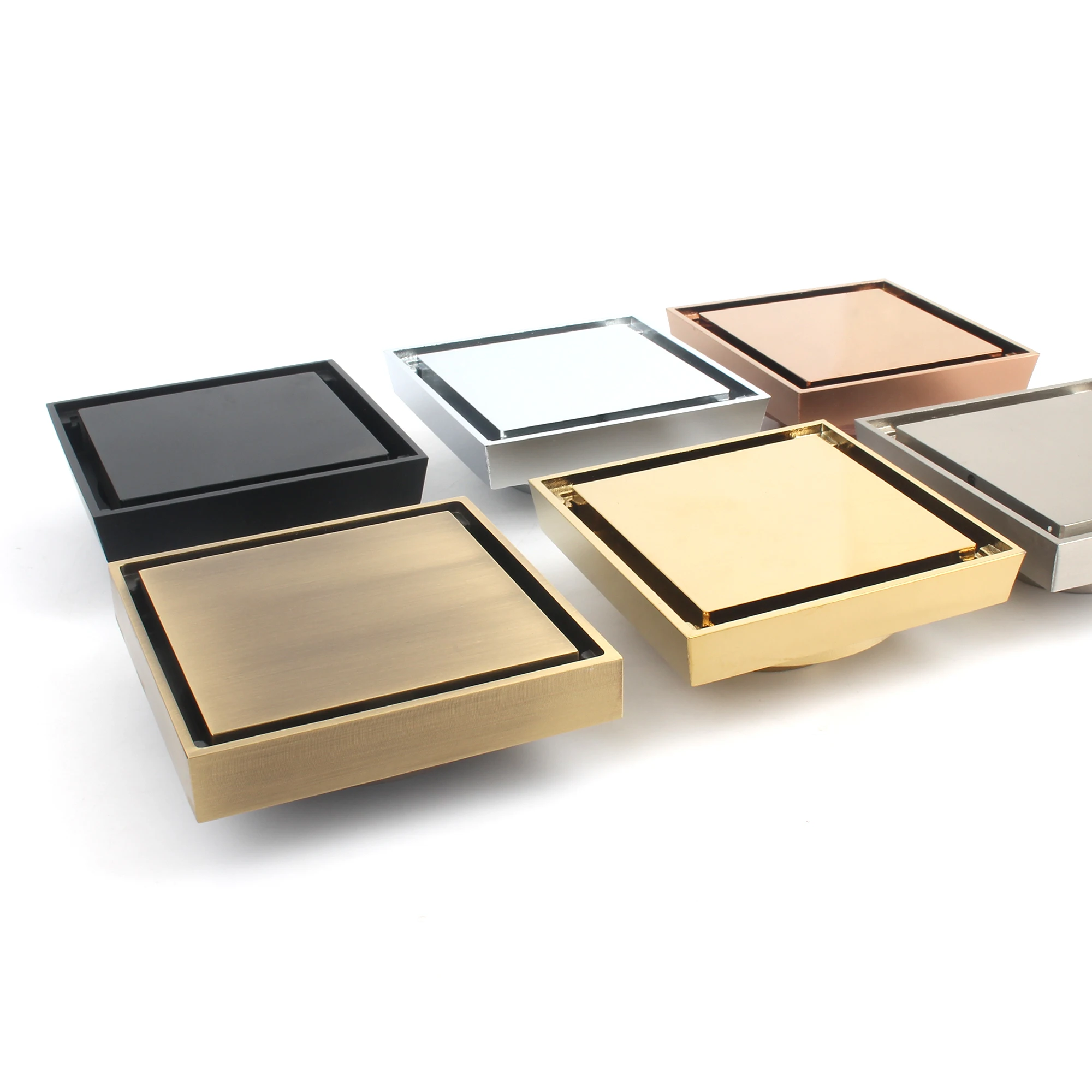 Bangqi Brass 10x10cm Tile Insert Floor Drain Chrome Plated Kitchen and Bathroom Drain with Filter for Hotel Usage and Basins