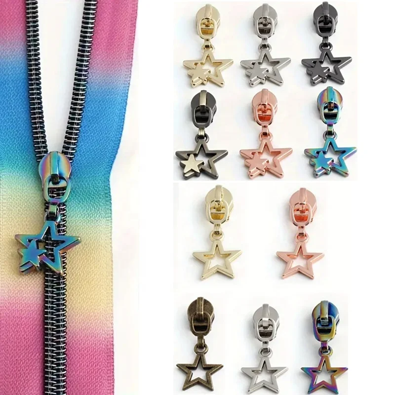 2023 Nolvo World Gold 5# Nylon Slider Customized Star Zipper Puller Nylon Zipper Pulls For Handbag