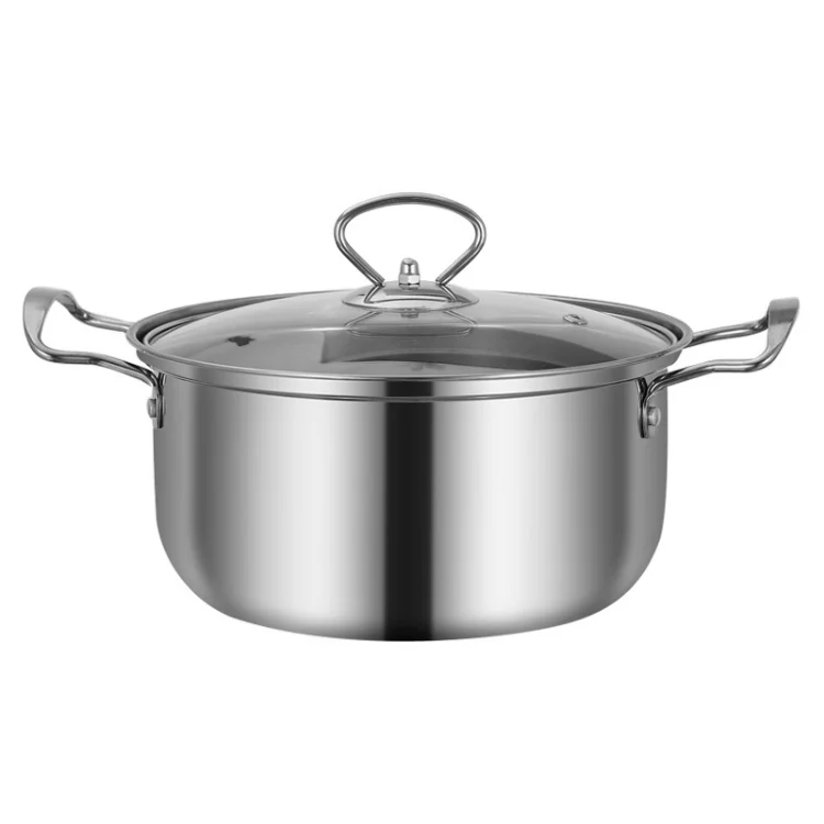 High Quality Kitchen Stainless Steel Cookware Stock Pot With Glass Lid Two Side Handle