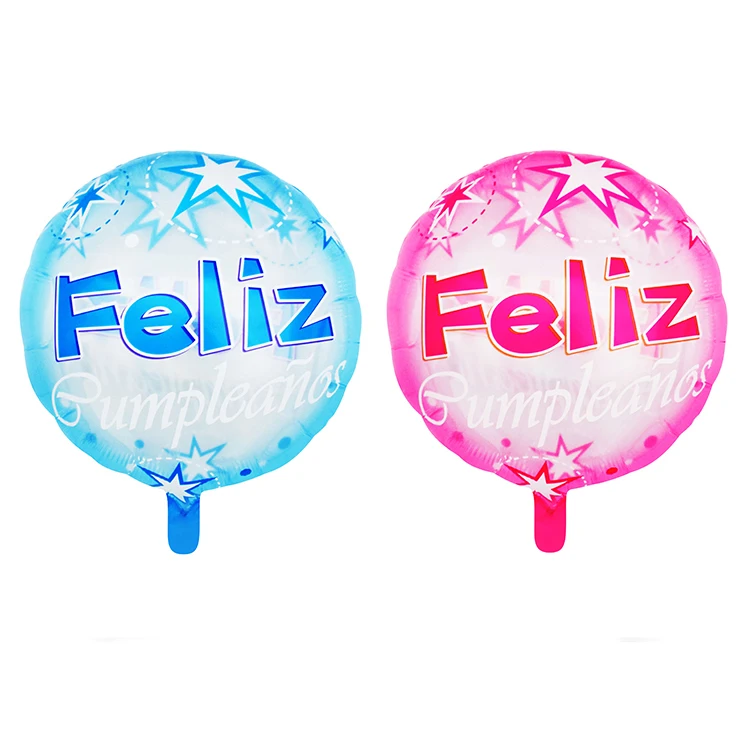 Factory Wholesale ball shape feliz cumpleanos transparent helium balloon happy birthday party decoration Spanish printed balloon