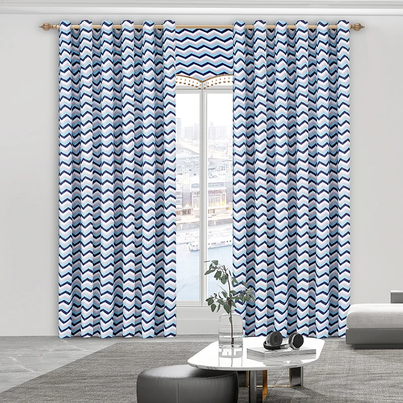 Best selling 100% Polyester Jacquard Fabric Blackout Curtain For The Living Room