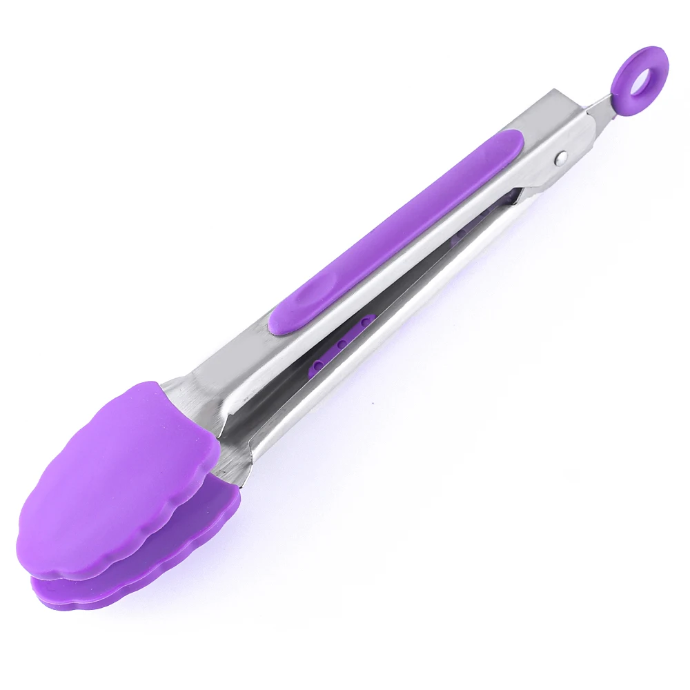 Kitchen Tongs, Premium Silicone BPA Free Non-Stick Stainless Steel BBQ Cooking Grilling Locking Food Tongs