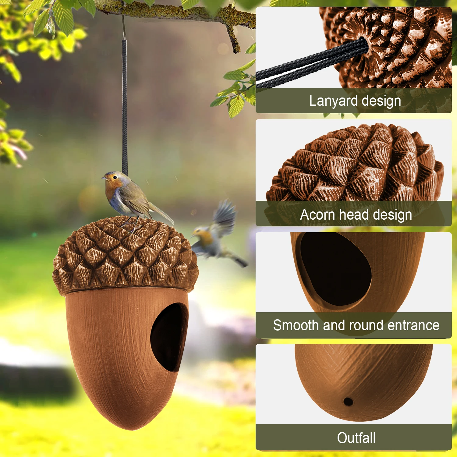 Esschert Design FB532 Customized new design Acorn shape squirrel stopper for wild cute bird feeder for outdoor