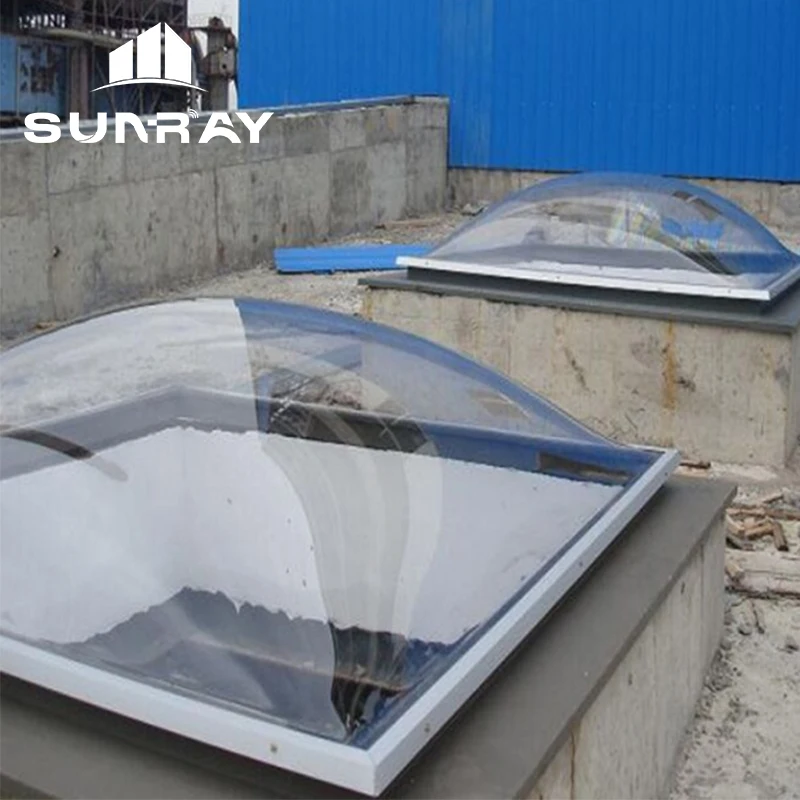 Manufacturer direct sales PC polycarbonate dome skylight aluminum alloy frame custom arc top roof insulation lighting cover