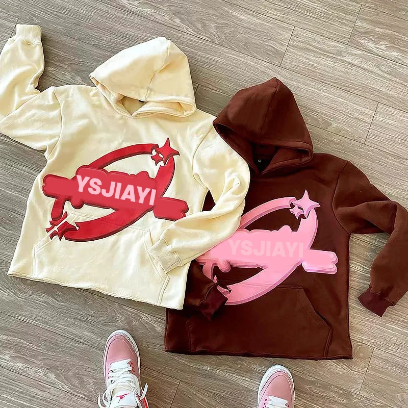YSJY Raw Hem Hoodie Custom Logo Heavyweight No String Oversized 100 Cotton Cut Edge Sweatshirts Hoodies For Men