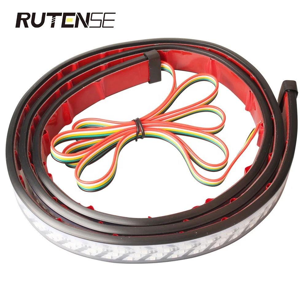 RUTENSE New Design Red Yellow Truck Tailgate LED Strip Light Bar Triple Row 4 style  With Driving Brake Turn Signal light