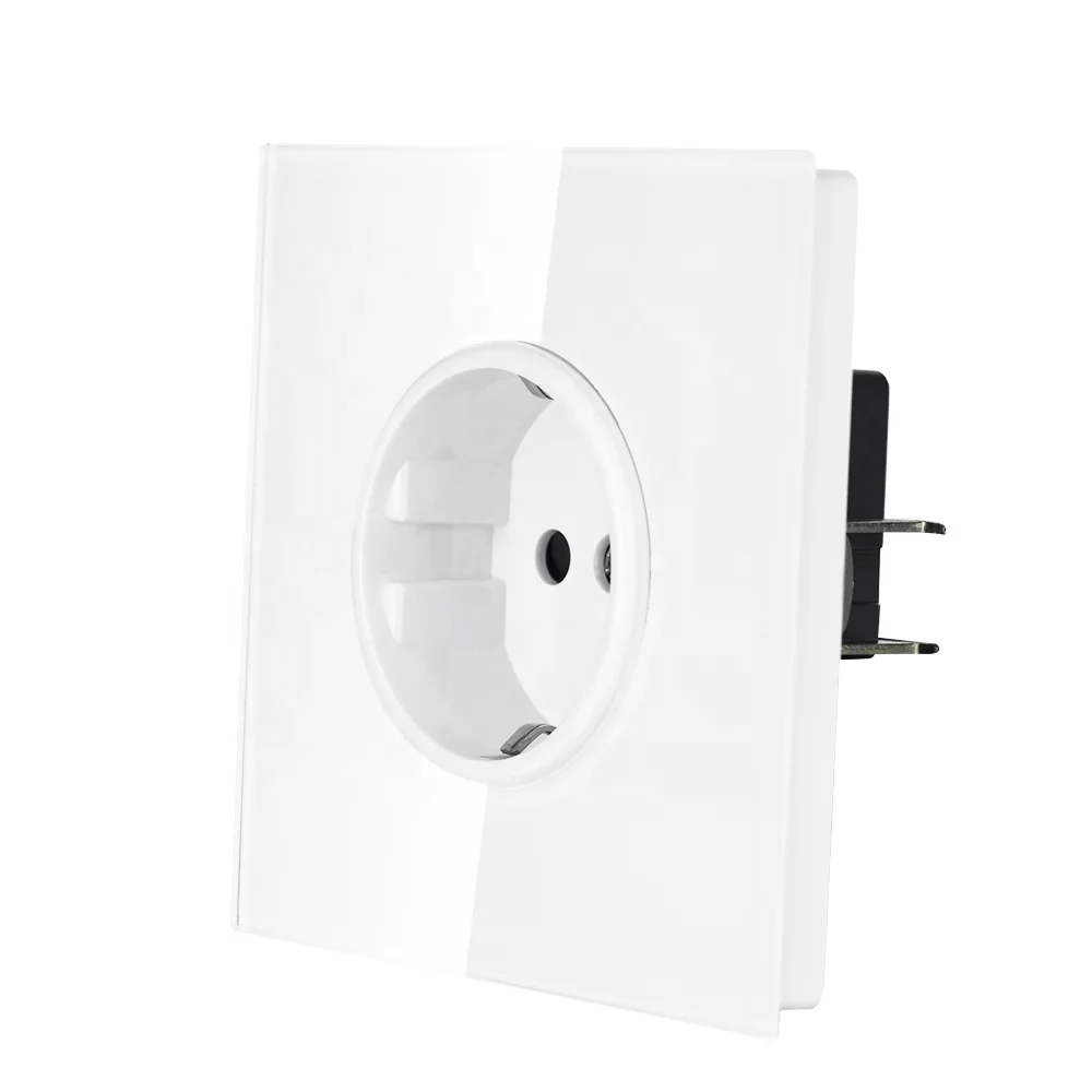  SRAN EU Standard Power Electric Socket Luxury full mirror Tempered glass Panel Wall Light