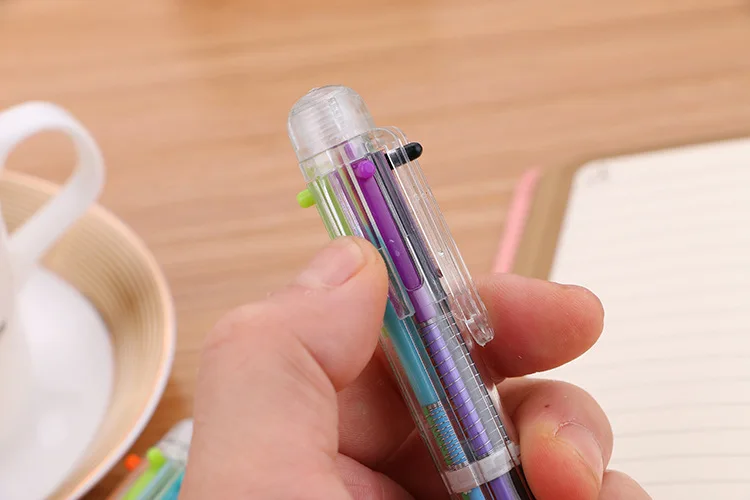 Hot sell Multicolor Ballpoint Pens 6-in-1 Retractable Ballpoint Pens 6 Color 0.5 mm Shuttle Pens