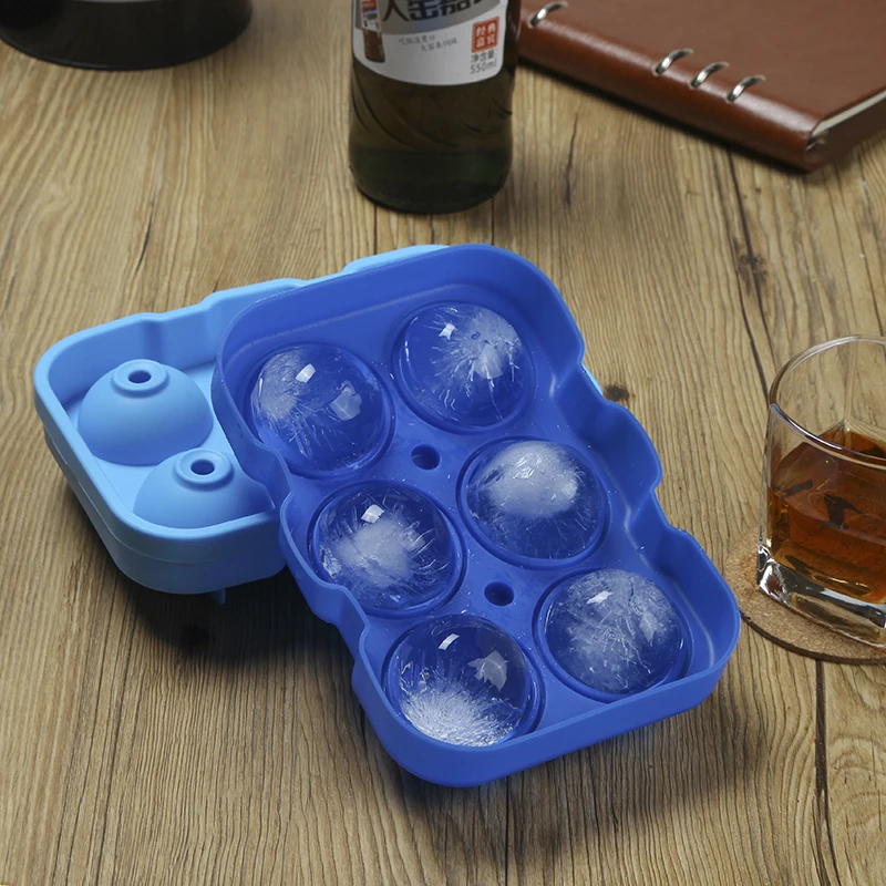 2nd-Generation Custom Round Shape 6 Cavity Silicone Ice Cube Maker with Funnel