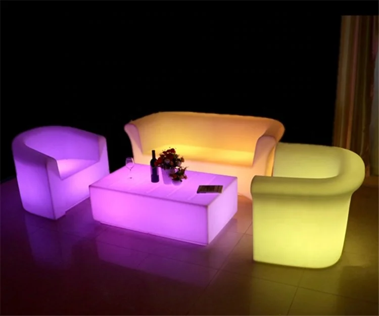 Outdoor modern Glowing Bar Furniture LED Light up Cocktail Table and Chairs Waterproof led Illuminated  furniture