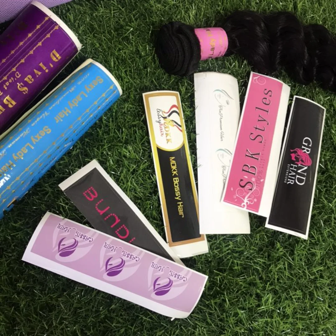 Custom Logo Wig Hang Tag Label Business Card Wig Woven Tags Thank You Card Bundles Wraps