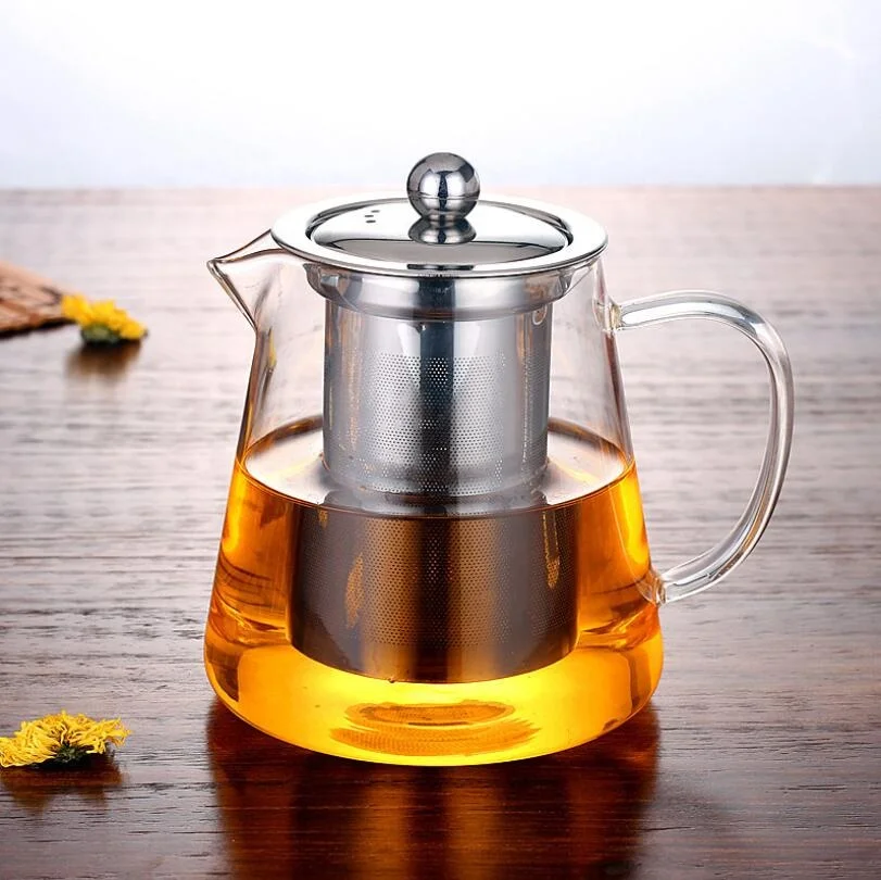 Chinese Wholesale Cheap New Design Antique High Quality Borosilicate Pyres Large Clear Glass Tea Pot With Infuser