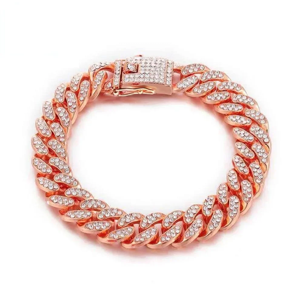 Wholesale Luxury Stainless Steel Rhinestone Pet Metal Chain Collar Dog Cat Jewelry