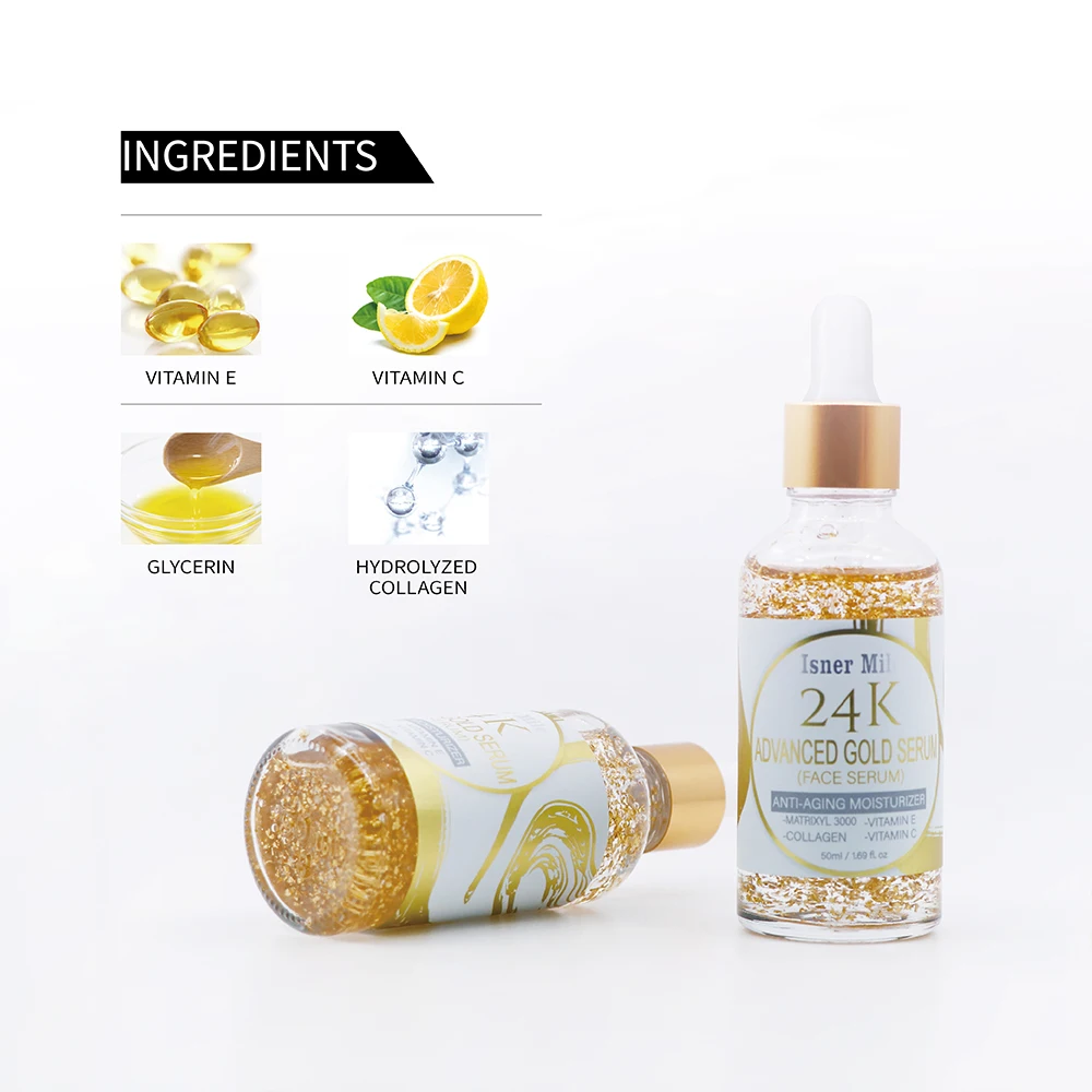 Collagen 24K gold Facial Serum with Matrixyl 3000 and Vitamin C for Anti Aging