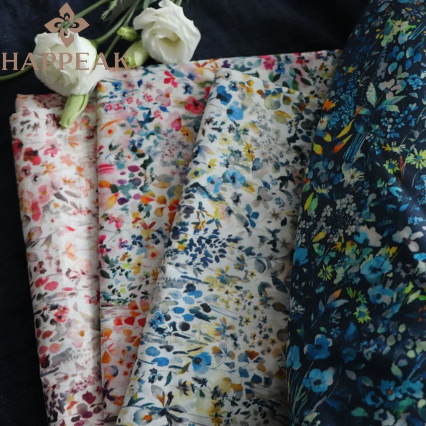 HAPPEAK Soft Liberty Cotton Floral Print Fabric Felda Digital Custom Printing Tana Lawn Cotton Fabric For Garment