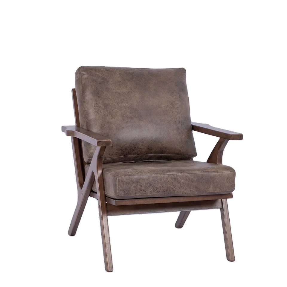 Modern living furniture leather chair accent chair living room structured cushions design leather lounge chair