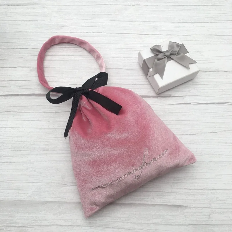Velvet storage bag travel underwear cosmetic bag with hand drawstring drawstring pocket