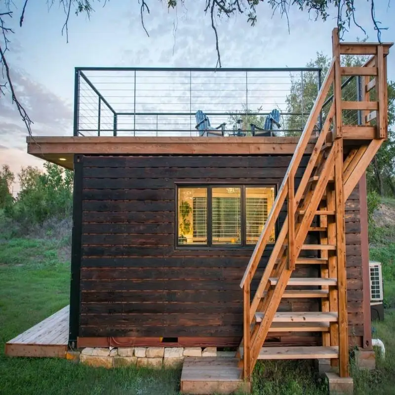 China adopts mobile modular villa portable metal prefabricated terrace mini Holiday bedroom kitchen bathroom container cabin