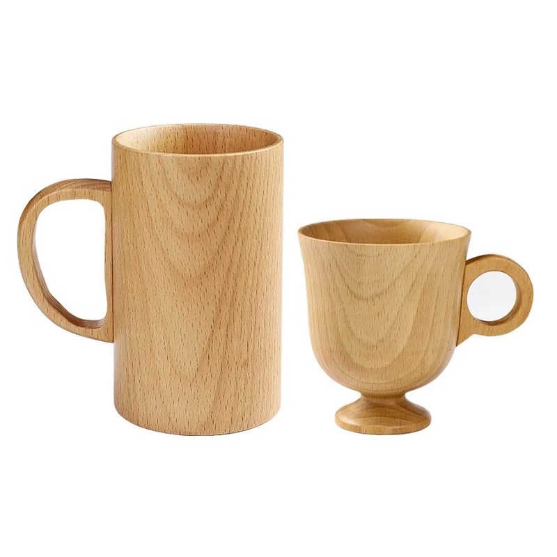 Japanese Creative Wooden Coffee Mug Household Solid Wood Handle Handy Cup