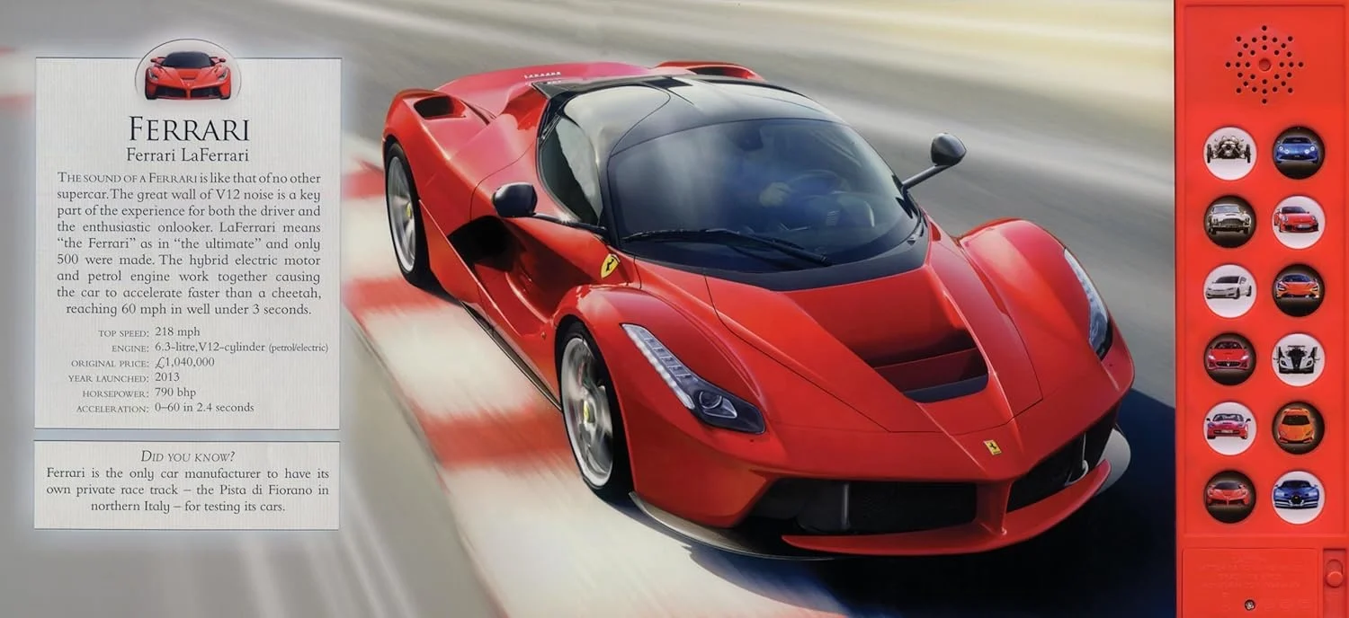The Sound of Supercars children interactive sound book