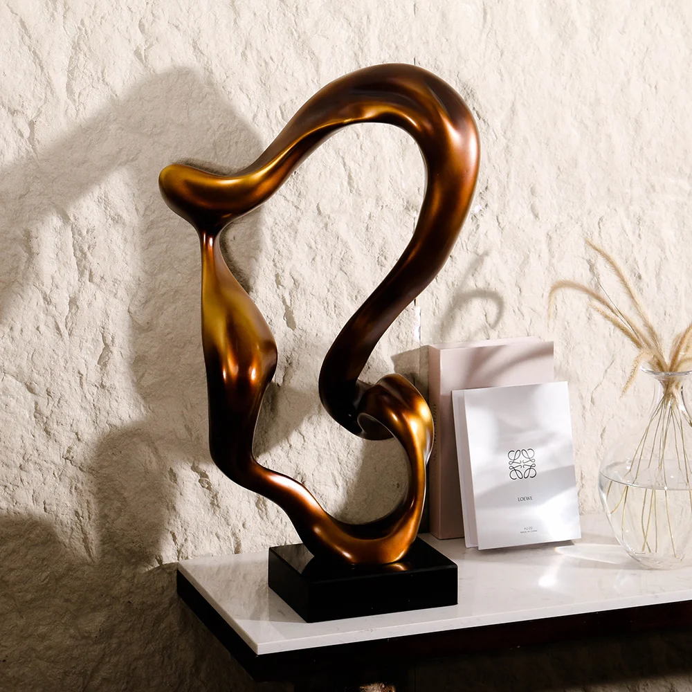 Luxury Hotel Lobby Large Modern Art Sculpture Polyresin Antique Brass Interior Decorative Accents Items For Decoration Office