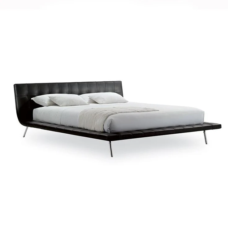 leather Upholstered Free Sample Leather Beds King Size Furniture Luxury Bed