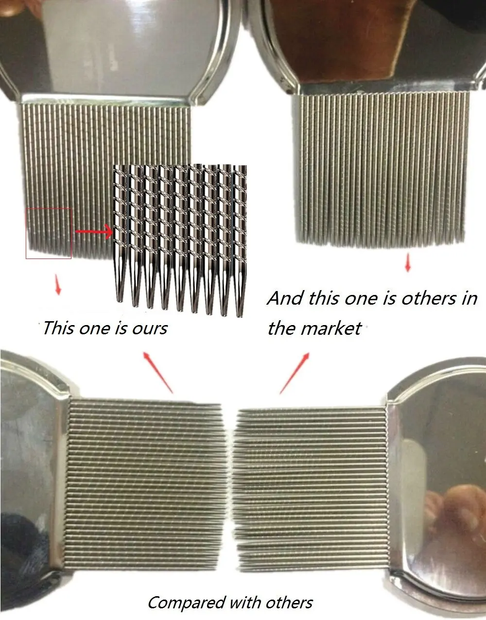 Professional Stainless Steel Super Density Pet Nit Removal Comb Anti Lice Hair Nit Comb Head Lice Comb