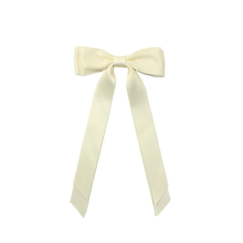 Wholesale Solid Color stain Bow Hair Accessories Double Layer Long Ribbon Bow Hair Clips For Women Girls