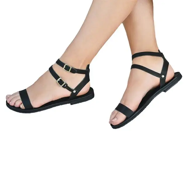 2024 Top Selling Summer New Shoes Open Toe Cross-Knit Plus Size Women Flat Sandals of High Quality
