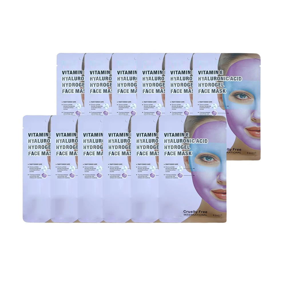 Custom Logo 12 Sheets Double Color Mask Tightening and Moisturizing Hyaluronic Acid Polypeptide Face Mask for Dry Skin Care