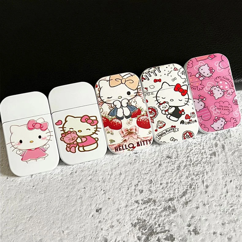 Pink metal cute Hello Kitty cat lady lighter Girls Gift inflatable windproof lighter
