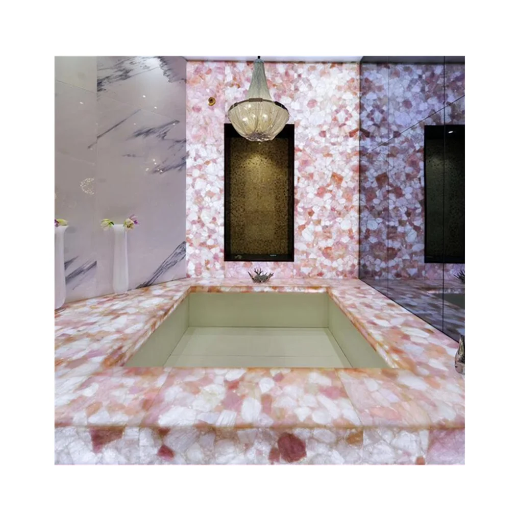 
gorgeous pink crystal quartz countertop vanity top table top 