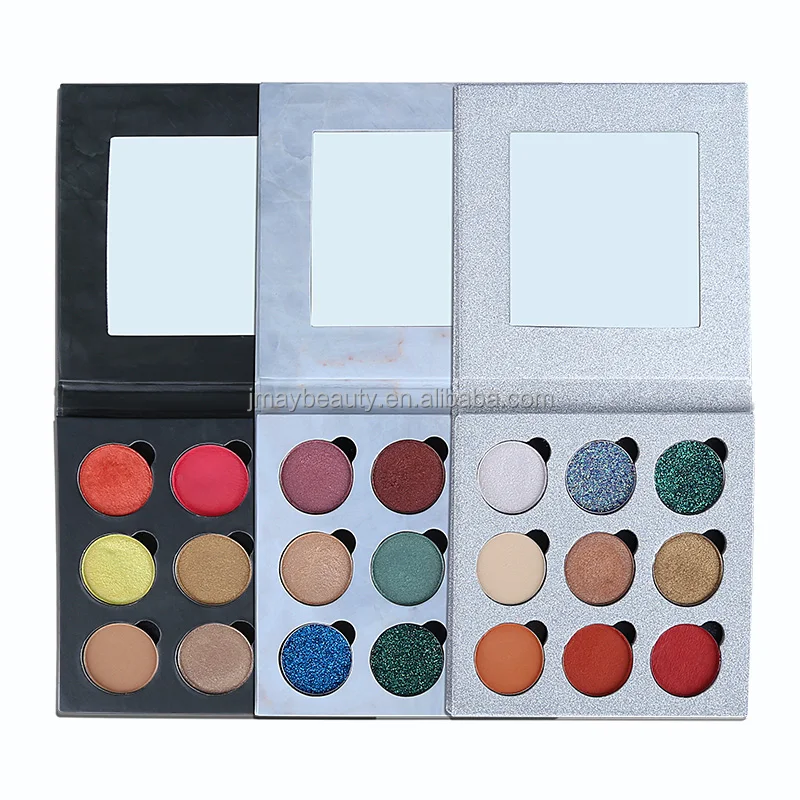 Factory Custom Eye Shadow Empty Container Gold Black Silver Empty Pallet Makeup 9 Pan Square Empty Eyeshadow Magnetic Palette