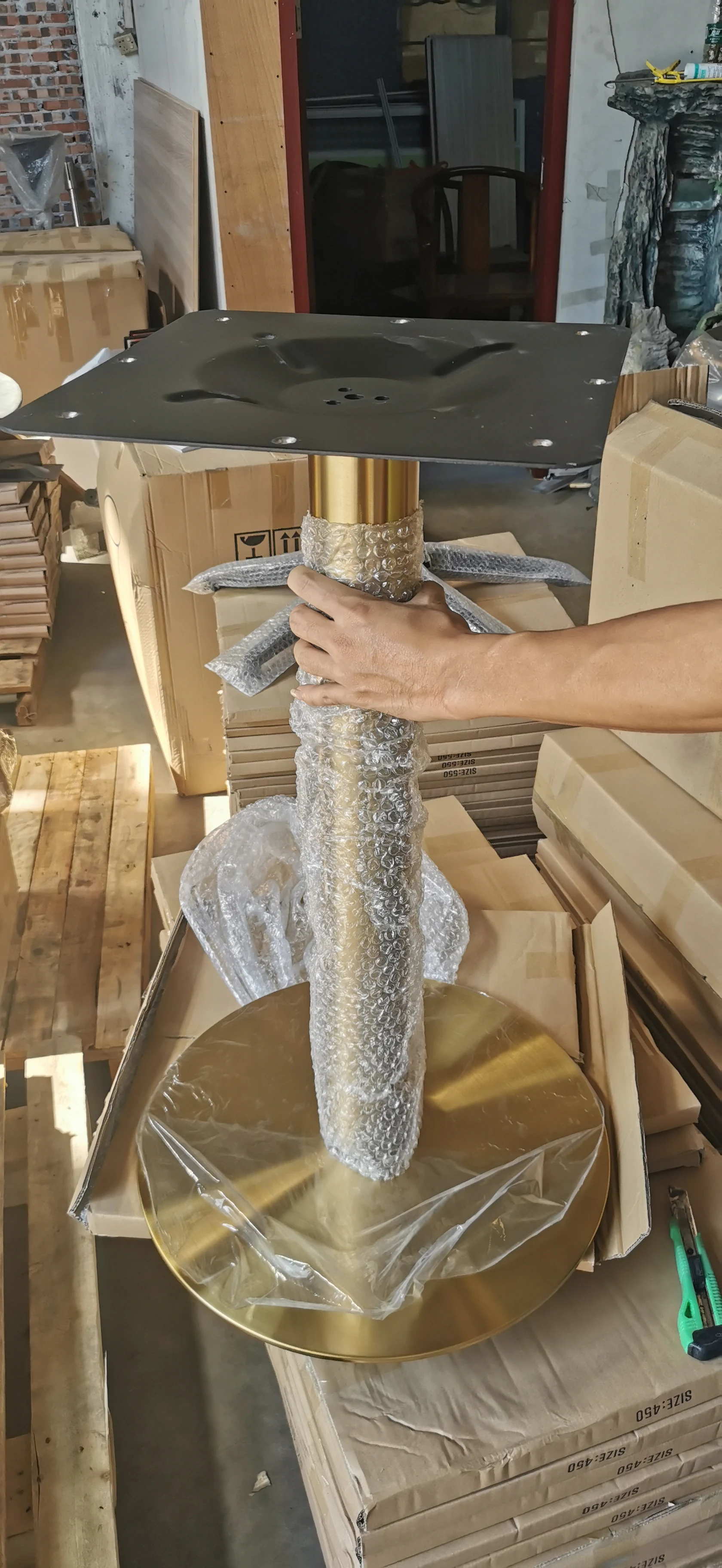 Brushed Stainless steel gold brass table base