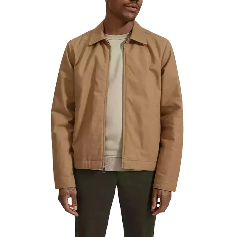 Winter Autumn Canvas Turn Down Work Filled Cotton Padding Button Cuff Custom Jacket Zipper High Quality Men Vintage Jackets