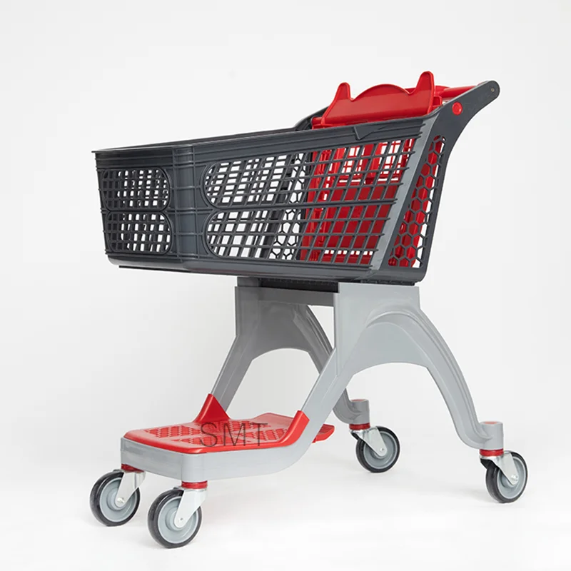 Wholesale All Plastic Retail Grocery Store Pure Plastic Supermarket Shopping Trolley Cart