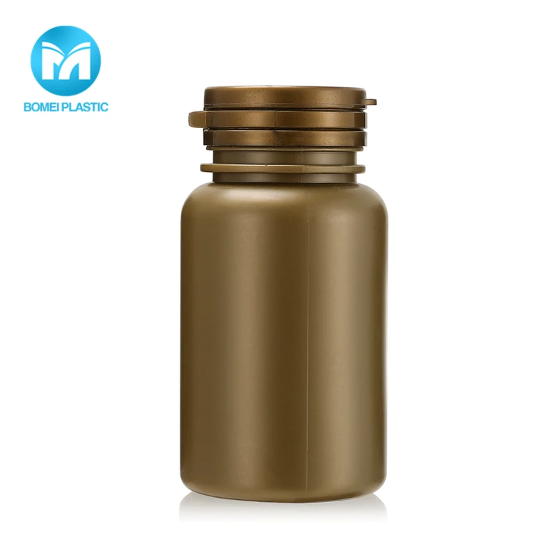 Factory direct sale 120ml brown pet plastic flip top cap pill bottle for capsules