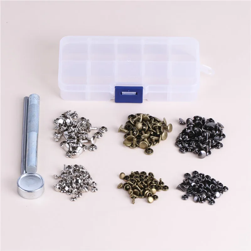 120 Sets/Pack Leather Repairing Decor Rivets of Metal Tubular Metal With Fixing Tool Kit