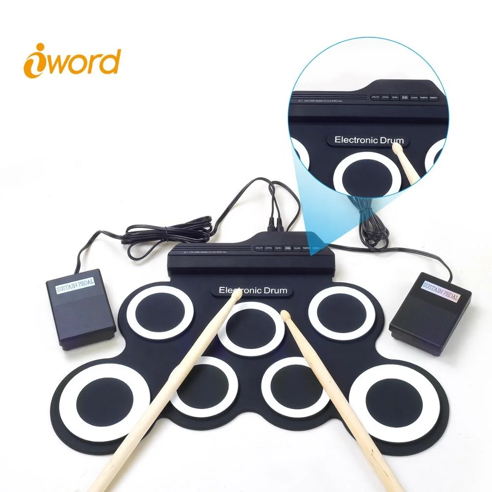 Iword G3002 USB MIDI Музыкальные инструменты празднование цифровой силиконовые Roll Up барабаны набор