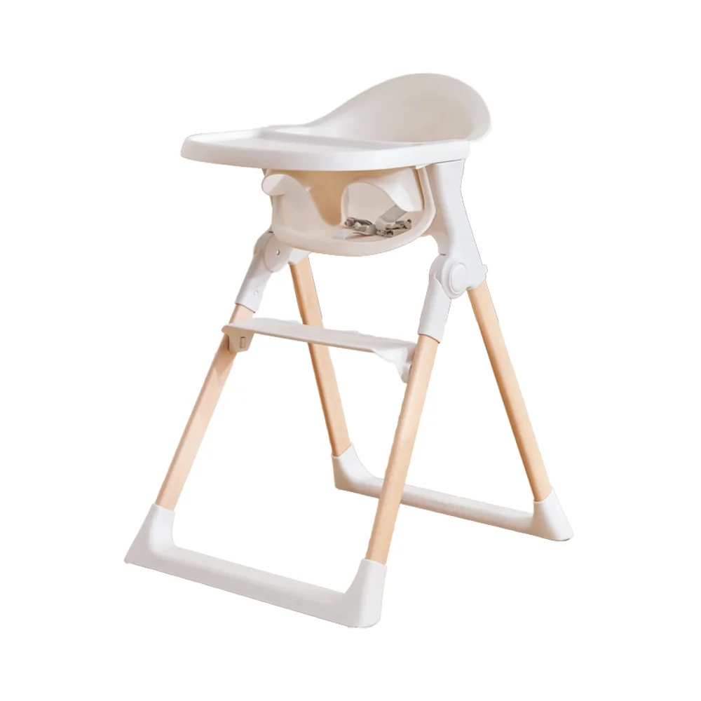 Wooden High Chair for Babies & Toddlers, Baby Feeding Chair with Removable Tray, Infant Eating Chair with Safety Harness