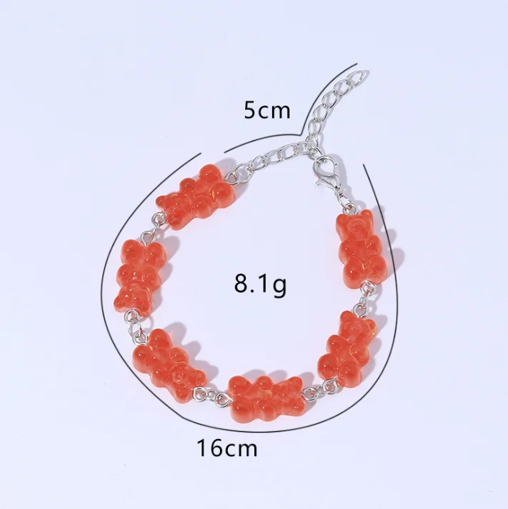 Cute Gummy Bear Bracelet Transparent Candy Color Resin Bear Bracelets And Bangles 03BC032