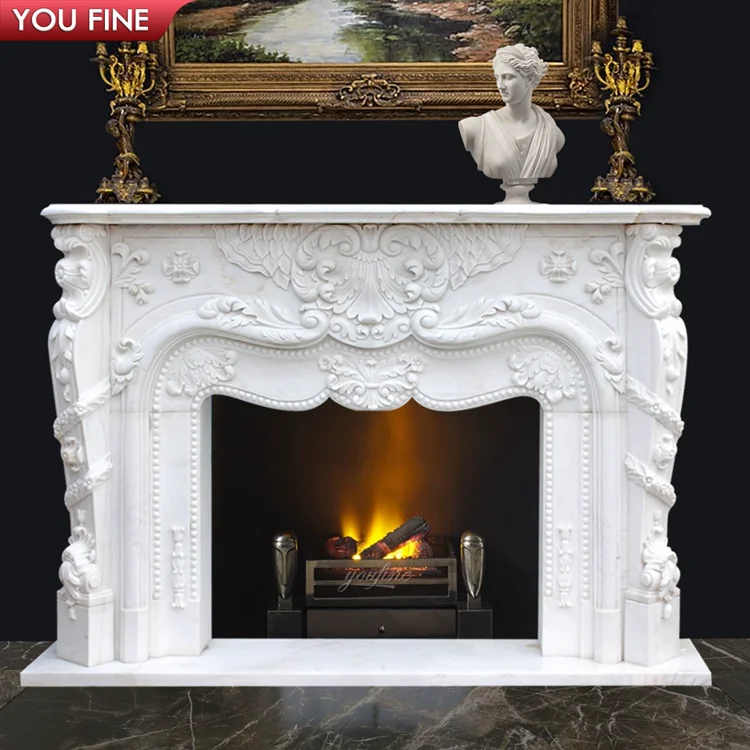 Italian Carving Stone Ancient Marble Fireplace Surround