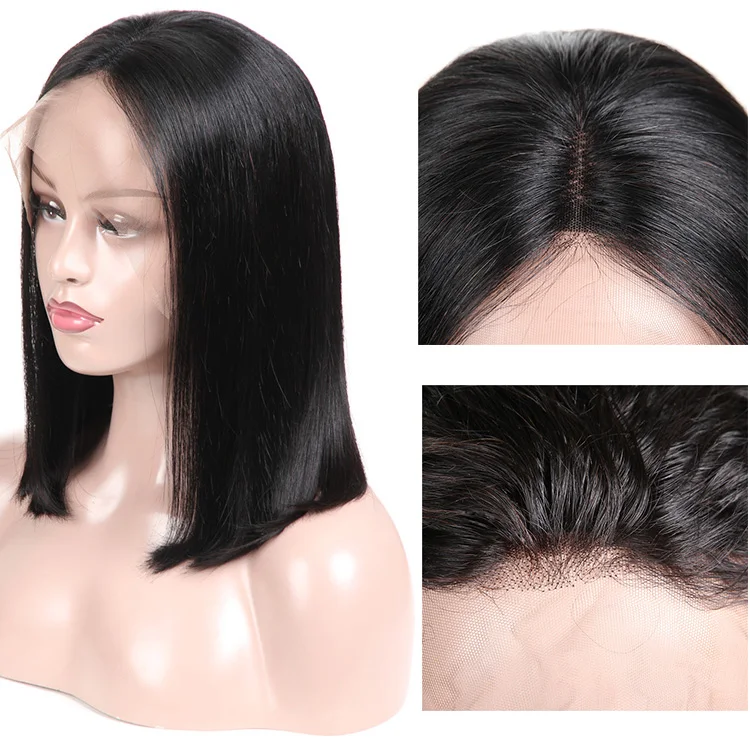  Парик Moonhair плотность 150 черный цвет 4X4 5X5 13X4 на сетке новый дизайн короткие человеческие волосы перуанские Боб парики