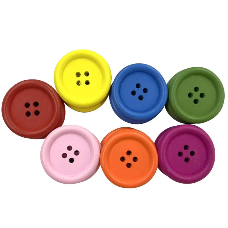 15-25mm multicoloured candy buttons with fine edge candy colored wooden buttons for clothing jacket jeans