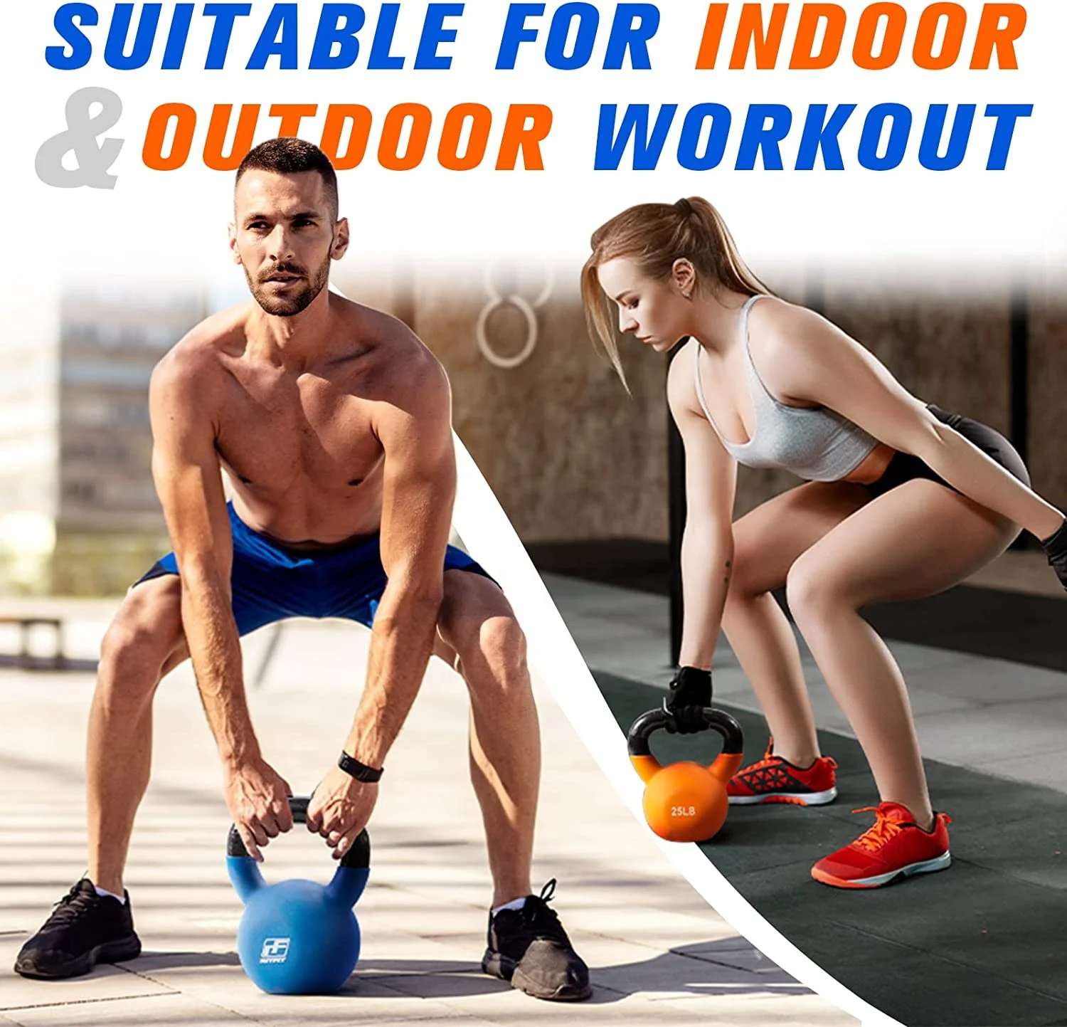 Neoprene Coated Solid Cast Iron Kettlebell for Cross-Training, Weight Loss & Strength Training