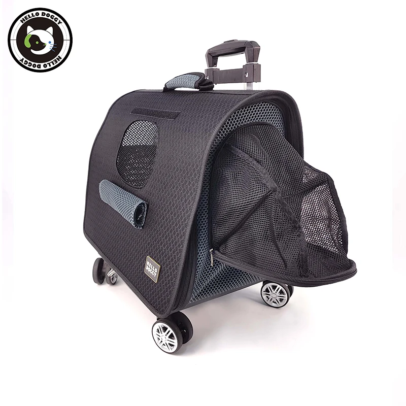 HELLODOGGY Hong Kong Brand Multi-functional Medium Universal Wheel Trolley Pet Crate