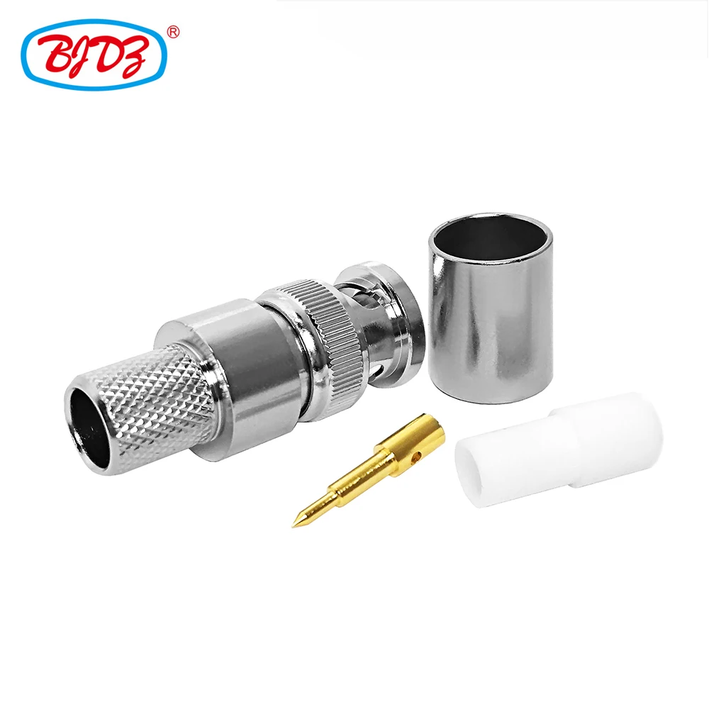 Factory supply BNC type connector rf coaxial bnc male plug crimp for  rg214 cable BNC crimpable coax connector in stock ROHS
