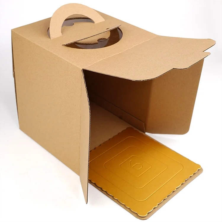 Customized paper kraft box with handle cakes takeaway  package boxes