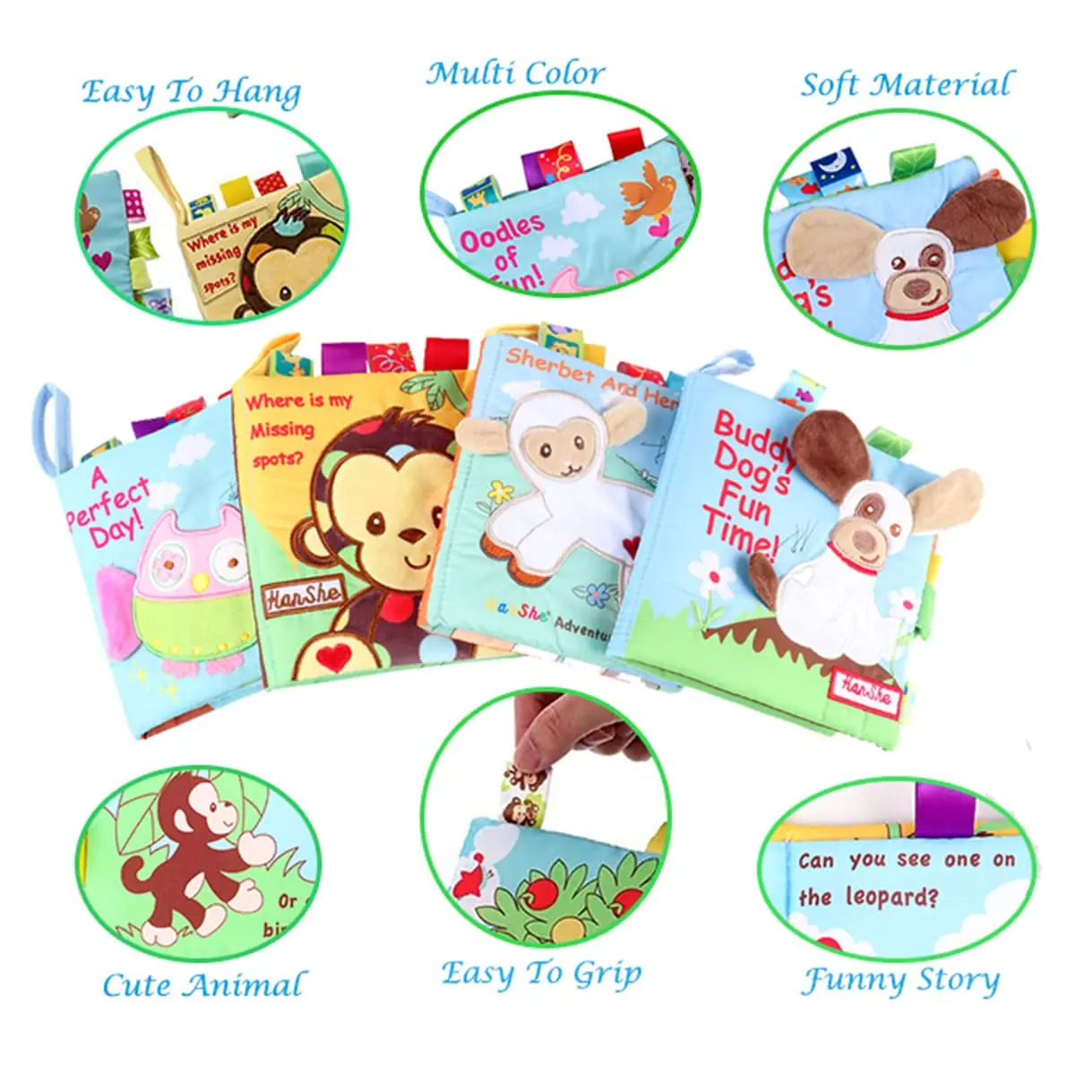 Custom Baby Soft Book Cloth Set Crinkle High Contrast Baby Book Educational Learning Toy for Infant Fabric