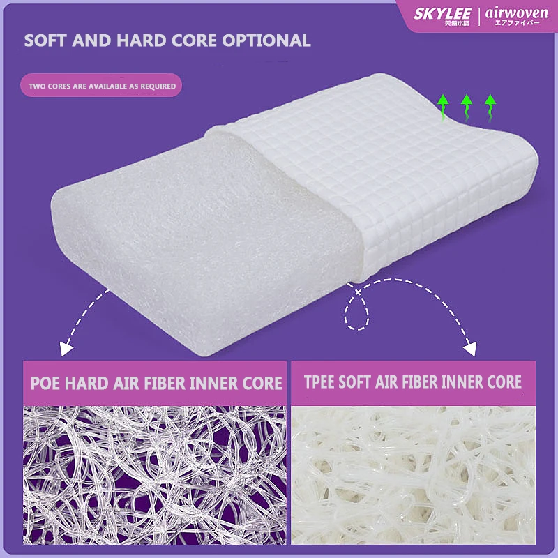Skylee Air Fiber Wave High Rebound Support POE Vermicelli Polymer Cooling Cervical Washable POE Vermicelli High Neck Pillow
